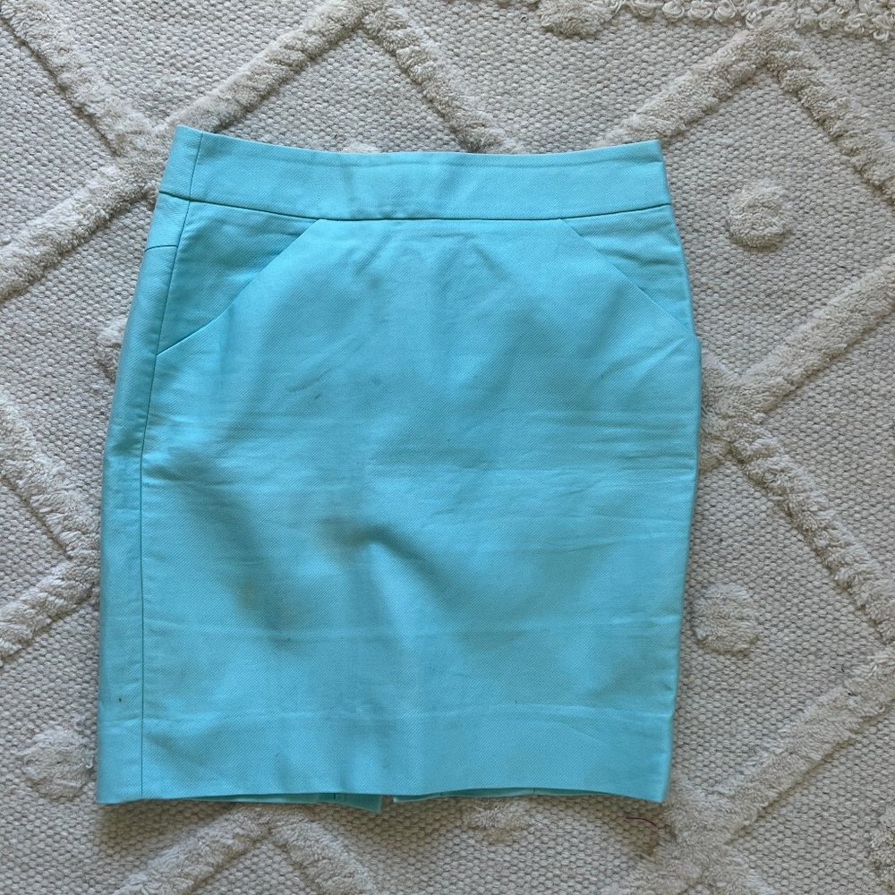 Size 2 petite JCrew bright turquoise pencil skirt